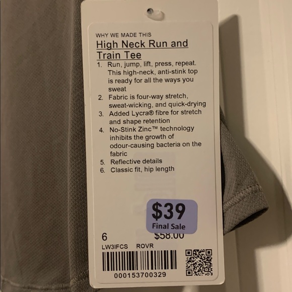 Lululemon High Neck Run and Train Tee
Sz 6 NWT - Picture 3 of 5